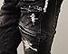 Krralinlin Men's Slim Fit Black Stretch Distressed Ripped Skinny Biker Jeans