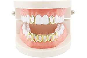 OOCC 18K Gold Plated 2pcs Single Top and Bottom Grills for Your Teeh Grillz Set for Men Hip Hop
