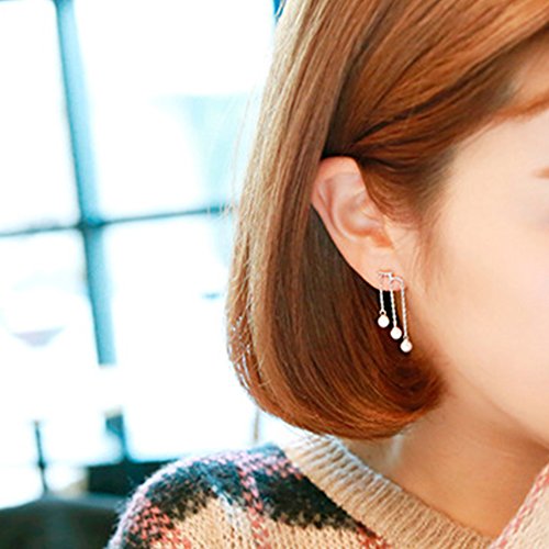 Ear Drop Dangle Earrings Crawler Chandelier Climber Ear Wrap Pin Vine Tassel Imitation Pearl Cute Jewelry Silver Plated