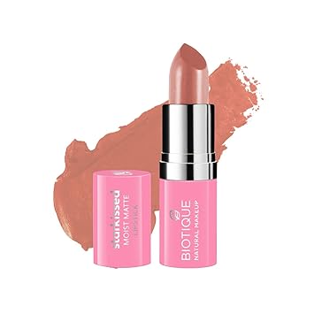 Biotique Natural Makeup Starkissed Moist Matte Lipstick, Island Kiss, 4g