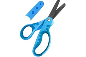 OIIJIOK Kids Scissors,Safety Toddler Scissors with Cover,Small Craft Scissors with Blunt Tip Stainless Steel Black Coated Blades and Soft Grip,Great for Home and School