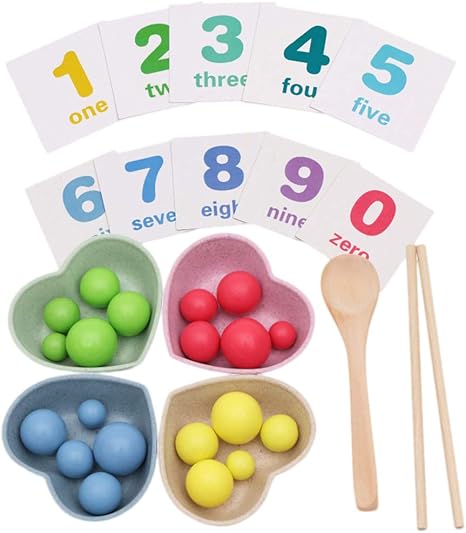 Amazon Toyandona 数学教育玩具木製ビーズ箸スプーンボウルゲーム用キッズ幼児赤ちゃん子供 テレビゲーム 体感ゲーム おもちゃ