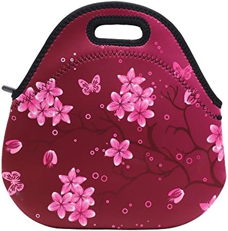 Neoprene Lunch Bag Insulated Lunch Box Tote for Women Men Adult Kids Teens Boys Teenage Girls Toddlers (Flowers 2)