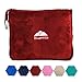 BlueHills Premium Soft Travel Blanket Pillow Airplane Blanket Packed in Soft Bag Pillowcase with Hand Luggage Belt and Backpack Clip, Compact Pack Large Blanket for Any Travel (Red T001)