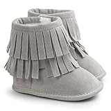 Voberry Baby Toddler Girls Boys Winter Warm Snow Boot Tassels Trimmed Boots Outdoor (6~12Month, light Gray)