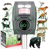 DURANOM Ultrasonic Wild Animal Repeller - Cat Deer Repellent Solar Powered - Motion Sensor Activated Flashing Strobe - Outdoor Alarm Pest Deterrent Device (Military Grey)