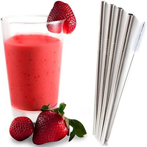 Royal Living Stainless Steel Drinking Straws, Straight, Free Cleaning Brush Included