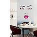 Amaonm Sexy Lips Lady Face Wall Decals Hot Fashion Woman Face Pink Red Lips Wall Stickers Beautiful Eyes Home Decor art Decals for Living Room Decor Sofa TV Background DIY Art Decals
