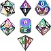 7 Die Metal Polyhedral Dice Set DND Role Playing Game Dice Set with Storage Bag for RPG Dungeons and Dragons D&D Math Teaching (Rainbow)