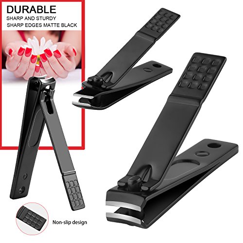 Manicure Pedicure Suit Kit - 18 PCS Black Stainless Steel Matte Nail Clippers Set, 18 in 1 Professional Grooming Kit with Toenail Nipper, Nail Tools with Black Travel Case, Facial Care Tools - Thumbnail 5