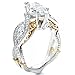 FENDINA Women's Infinity Rings Vintage Pear Cut CZ Twisting Cross Shank Bridal Engagement Wedding Halo Promise Eternity Rings (Gold-Plated-Base-White, 9)
