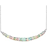 InfinityGemsArt Ethiopian Fire Opal Necklace for Women, Birthstone, Natural Gemstone Beads, Dainty Handmade Jewelry, Chakra Energy Crystals 925 Sterling Silver Chain 18 inch Valentines Day Gifts For Women