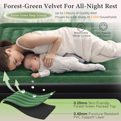 CHERIMOR Queen Air Mattress with Built-in Pump, 18" Raised Comfort, 800lbs Heavy-Duty Support, Anti-Sag Horizontal Beam, Leak-Resistant Design, 3-Min Fast Inflation Blow Up Bed for Guests & Camping