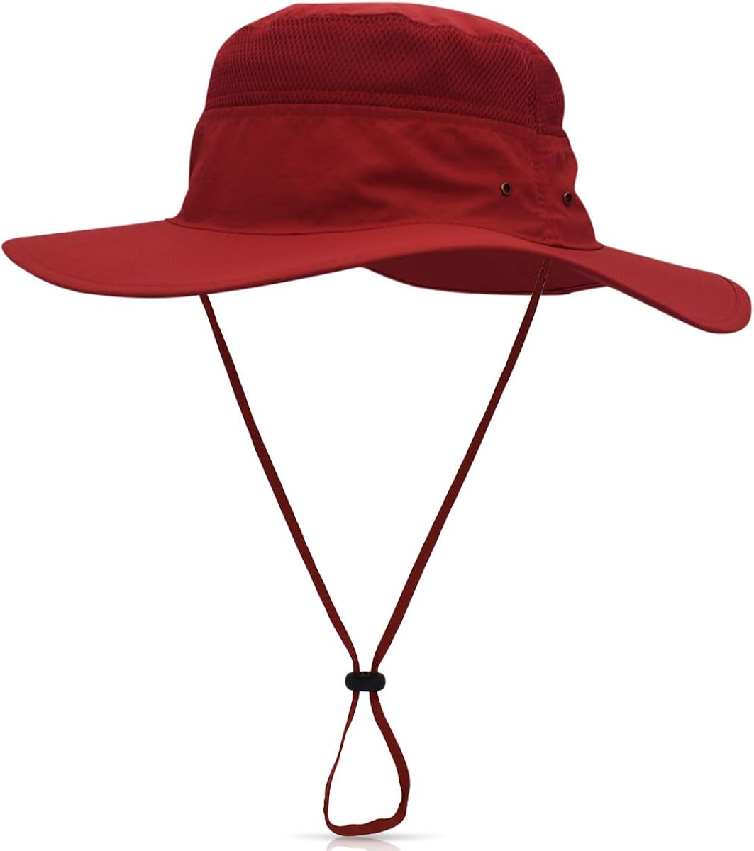 DORRISO Unisex Wide Brimmed Sun Hat for Women Men Bucket Hat UPF 50+ UV Protection Waterproof Fisherman Cap Fishing Hiking Beach Garden Holiday Cycling Camping Trekking Red - Image 3