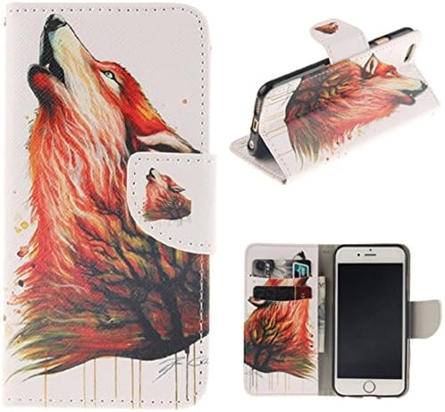 iPhone 6/6S Case iPhone 6/6S Sport Wallet Case,Emily Fashion Red Wolf Slim Fit Synthetic Leather Folio Sport Wallet Kickstand Cover With Built-in Slots Case for iPhone 6/6S