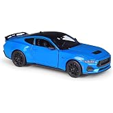 1:25 Scale Diecast Model Car Compatible with Welly 2024 Ford Mustang GT Blue with Black Roof 24123W