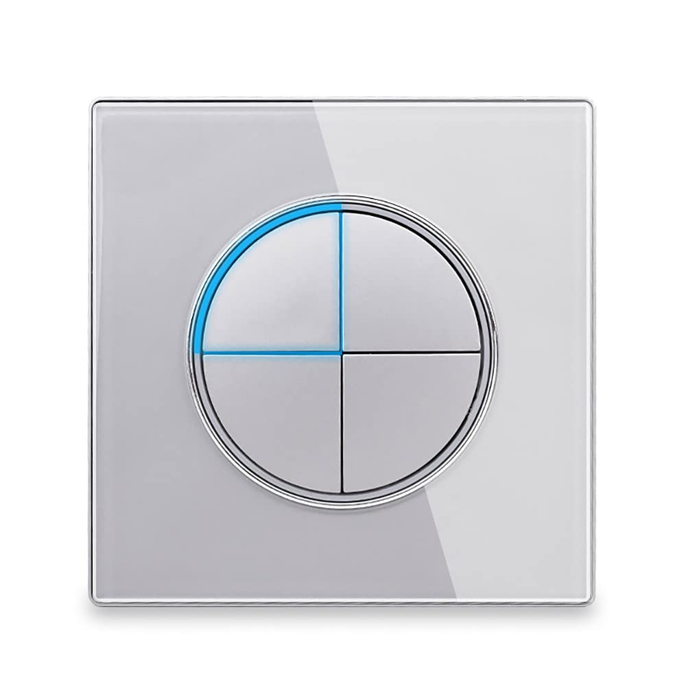 Circle 1/2/3/4 gang 2 way Push Button Wall Light Switch Glass Step Light LED Indicator (grey 4 gang 2 way) — image 1