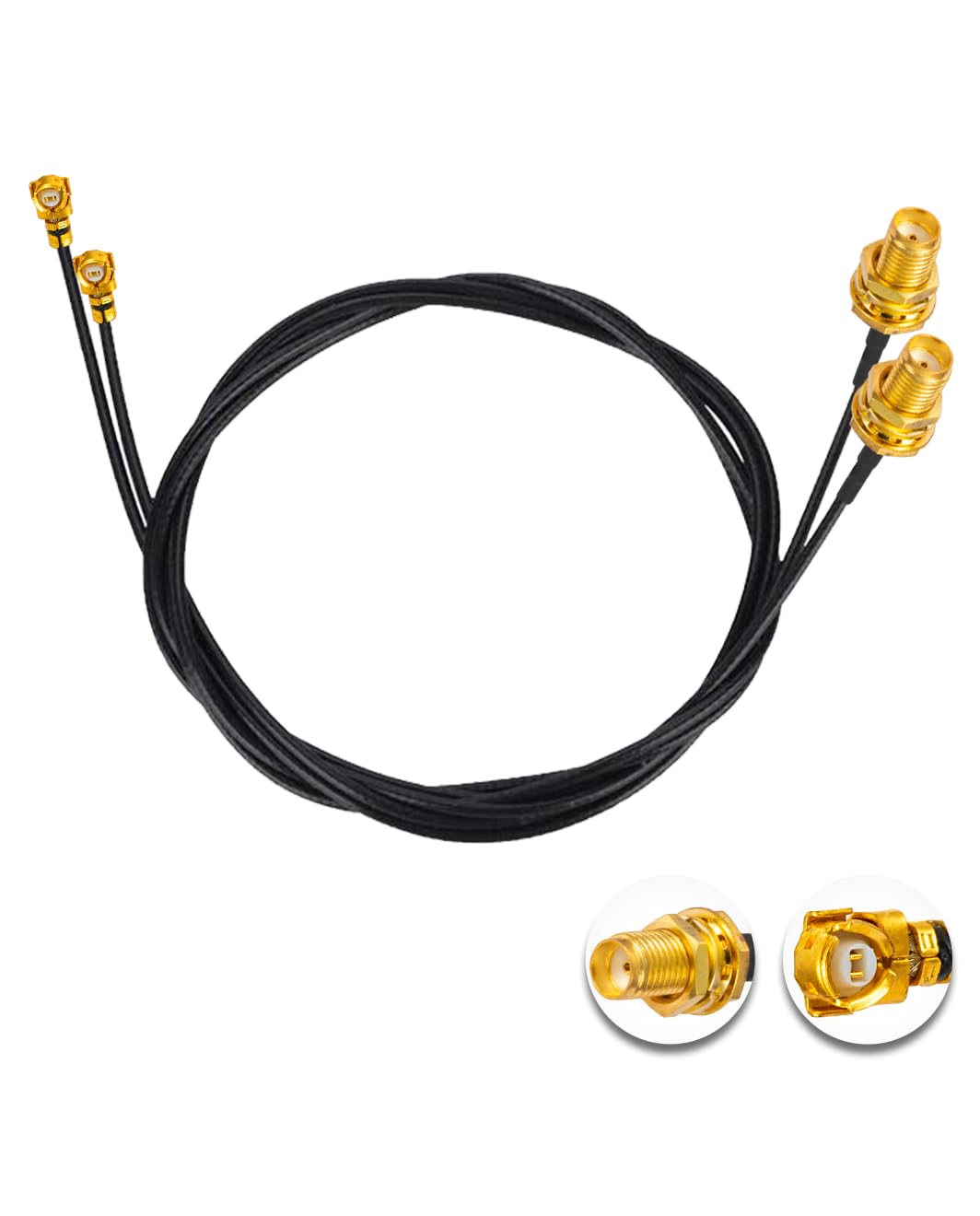 Vecys 2PCS U.F.L1 to SMA Female Low Loss Coaxial Cable 20" /50CM U.F.L1 1.37mm Mini-Coaxial Pigtail Cable for Wireless Routers Mini PCIE Network Cards PCI Wi-Fi WAN Repeater