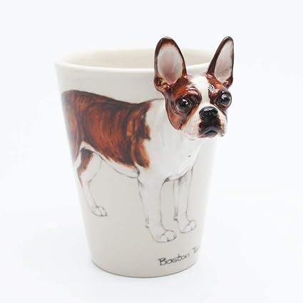 Amazon Co Jp ブラウンブリンドル ボストンテリア マグ セラミックコーヒーカップ オリジナル手彫りとハンドペイントマグ 犬愛好家への特別なギフト Kitchen Housewares