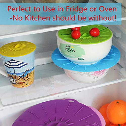 Microwave Covers, Silicone Food Lids sets, 5 Colorful Combo for Bowl Cup Pot Skillet Anti-dust Airtight Seal Super Suction Lid