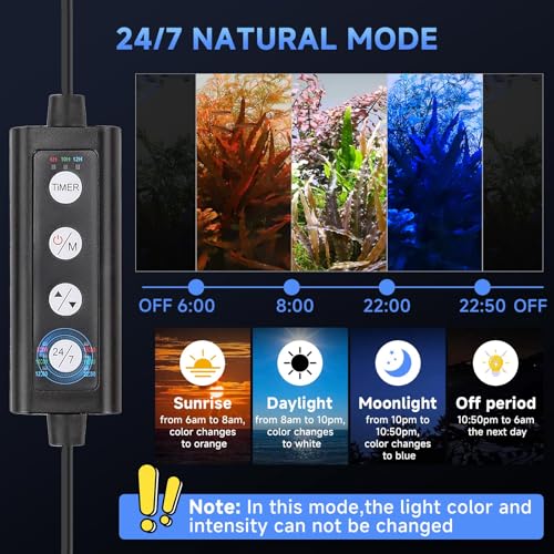 hygger Three Channel Clip On LED Aquarium Lighting, 36W Full Spectrum Aquarium Lamp, 24/7 Lighting and DIY Mode with 7 Colours, Adjustable Brightness Fish Tank LED Light for Aquariums 115-227L (3)