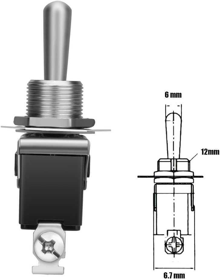 Heavy Duty Rocker Toggle Switch 15A 250V 20A 125V SPST 2 Pin ON/Off Switch Metal Bat Waterproof Boot Cap Cover - 6 Pack by MXRS: Industrial & Scientific