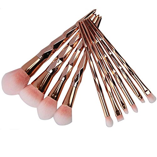 Coshine 10pcs Unicorn Shiny Gold Diamond Makeup Brush Set Professional Foundation Powder Cream Blush Brush Kits