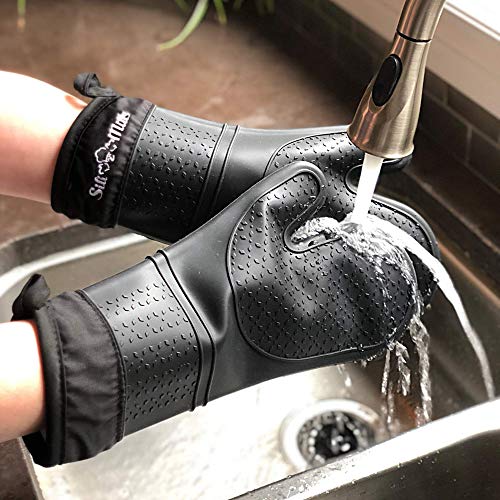 3 Black+Silicone+Oven+Hot+Mitts