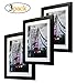 8 by 10 inch Black Picture Frame Made to Display Pictures 6x8 with Mat or 8x10 Without Mat 3 Pack One Set for Wall & Tabletop Chirstmas Holiday Home Gift