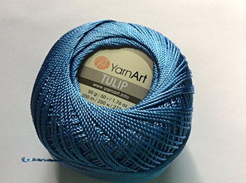 Denim Blue Yarn Art Tulip Size 10 Microfiber Thread - 50 Gram, 273 Yards