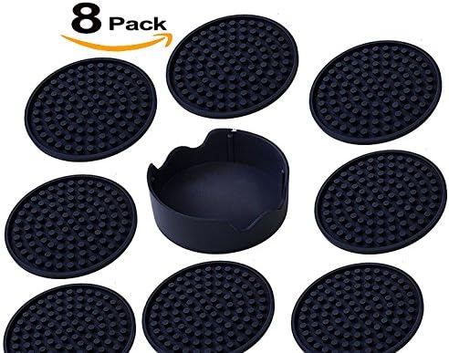 Drink Coasters (Set of 8 Silicone Coasters) Quality Table Coasters With Holder Value Pack | Leak-Proof Protection For All Table Types | Perfect Coffee Coasters For Your Home Decor