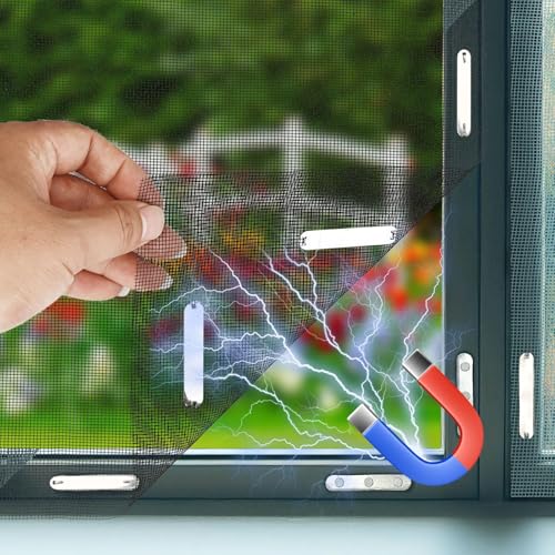 Wukong Set of 2 Magnetic Window Mosquito Nets 150 x 130 cm Cut to Size - 24 Magnets Included, Easy Assembly Without Drilling, Reusable, Insect Protection Indoor/Outdoor