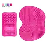 ESARORA Makeup Brush Cleaning Mat & Makeup Brush Cleaning Plate (RoseRed)