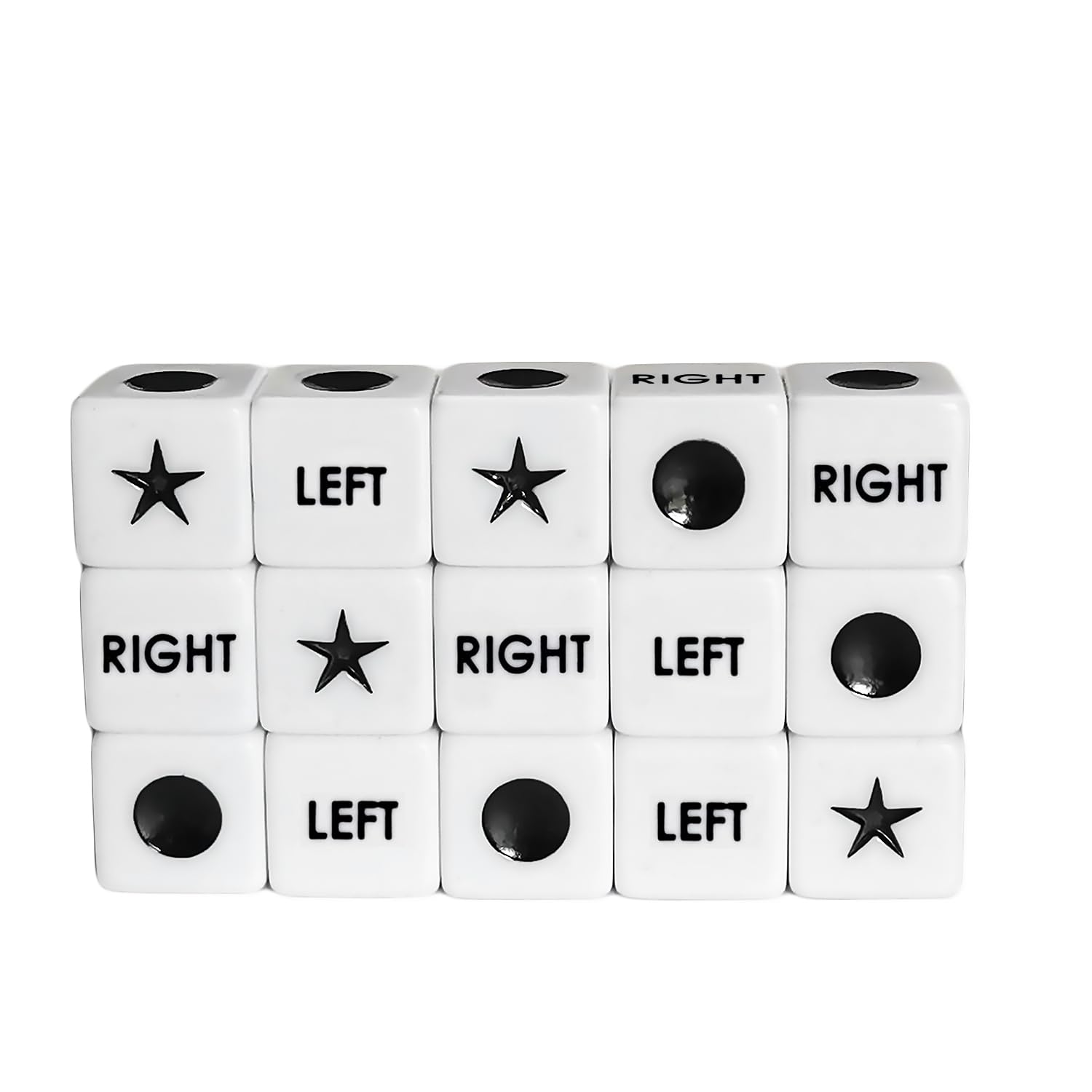 ZLIXING 15 Pcs Dice for Left Right Center Dice Game Prime Only Dice Family Board Games Accessories