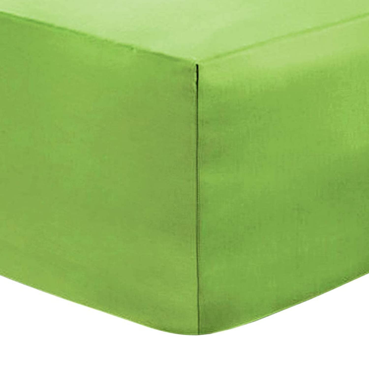 Deep Fitted Bed Sheets Easy-Care Non-Iron Percale 10'' / 25CM Fitted Sheet, King - Green