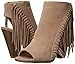Rampage Women's Lauryn Fringe Peep Toe Open Back Heeled Ankle Boho Bootie, Natural , 6.5 M US