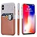 Lopie [Sea Island Cotton Series] Slim Card Case Compatible for iPhone X/10 2017, Fabric Protection Cover with Leather Card Holder Slot Design, Light Brown