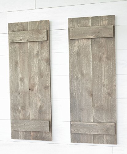 Rustic Barnwood Farmhouse Style Wood Shutters Set Of Two 30" x 11"