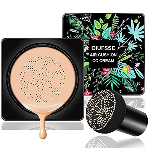 QIUFSSE Air Cushion CC Cream Mushroom Head Foundation Air Cushion BB Cream Concealer Moisturizing Brighten Makeup Long Lasting Waterproof-Natural