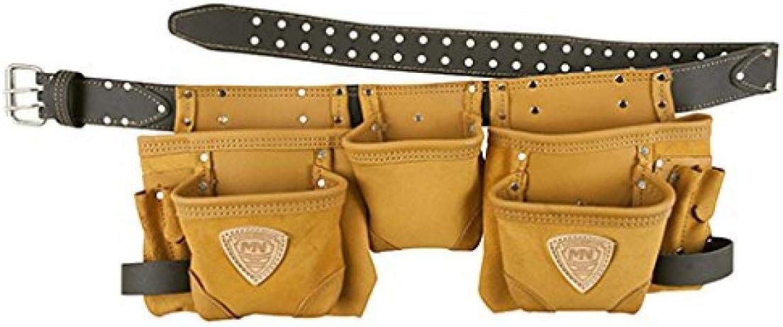 McGuire-Nicholas 12 Pocket Classic Leather Carpenter Apron, Fits up to 44-Inch Waist Size