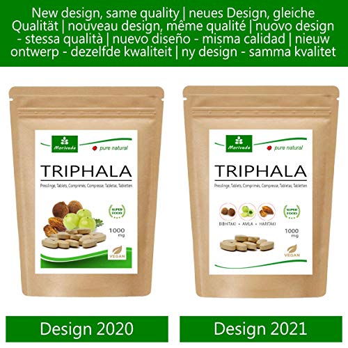 MoriVeda Triphala Presslinge hochdosiert, 1000mg vegan, aus Ayurveda Königsfrüchten Amla, Haritaki und Bibhitaki, 120 Presslinge – Bild 3