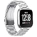 Aresh Compatible with Fitbit Versa Bands/Fitbit Versa 2 Bands, Stainless Steel Replacement Metal Strap Compatible with Fitbit Versa 2&Versa Lite Edition&Versa Special Edition (Silver)