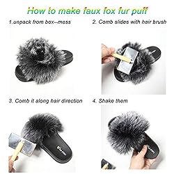 Women's Furry Slides Faux Fur Slides Fuzzy Slippers