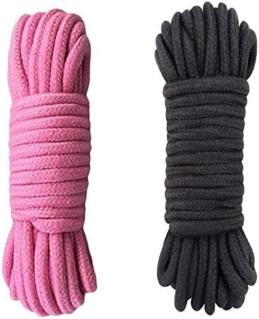 2Pack 32 Feet 10M Soft Twisted Cotton Soft Rope Muti Function Pink and Black