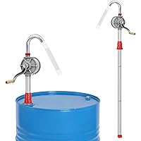 QWORK Aluminum Drum Rotary Hand Pump, Barrel Pump Hand Crank Oil Gas Barrel Drum Pump Rotary Oil Fuel for 5, 15, 30, 55 gal
