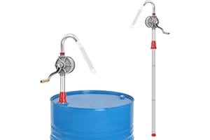 QWORK Aluminum Drum Rotary Hand Pump, Barrel Pump Hand Crank Oil Gas Barrel Drum Pump Rotary Oil Fuel for 5, 15, 30, 55 gal