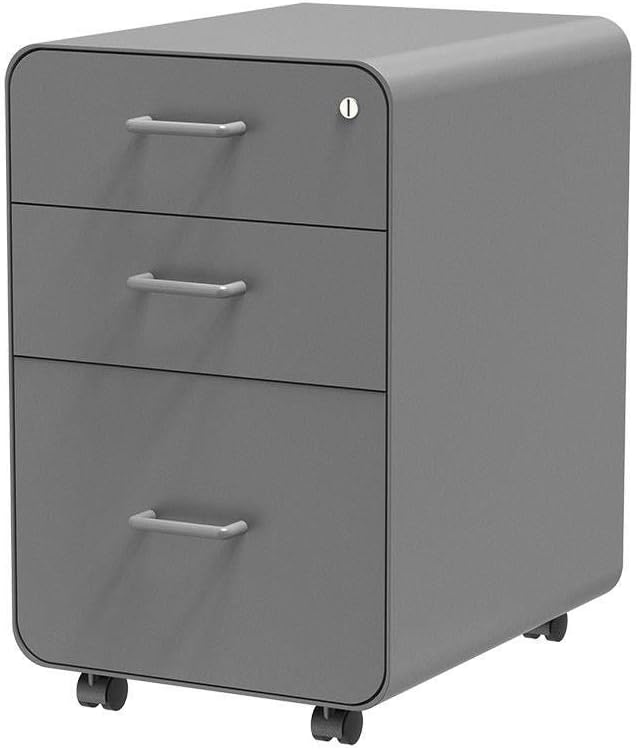 Monoprice Round Corner 3Drawer File Gray with Lockable