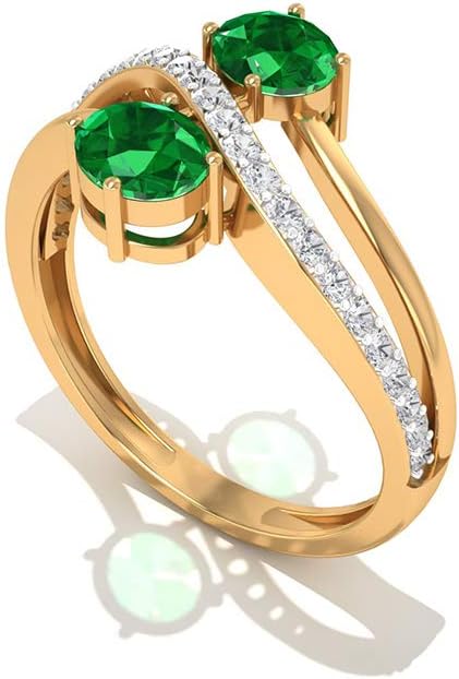 Vintage Emerald Wave Engagement Ring, IGI Certified Diamond Gemstone Wedding Ring, Statement Diamond IJ-SI Color Clarity Ring for Women, Mother Ring