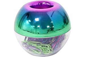MultiBey Holographic Colorful Paper Clip Dispensers Red Blue Green Purple Smooth Steel Paperclip Bookmark Magnetic Holder (Paper Clips)