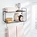mDesign Steel Wall Mount Storage Organizer Shelf Rack with Towel Bar - Mounted Shelves for Bathroom, Laundry Room, Kitchen, Garage - Basket for Hand Towels, Washcloth - Concerto Collection - Bronze